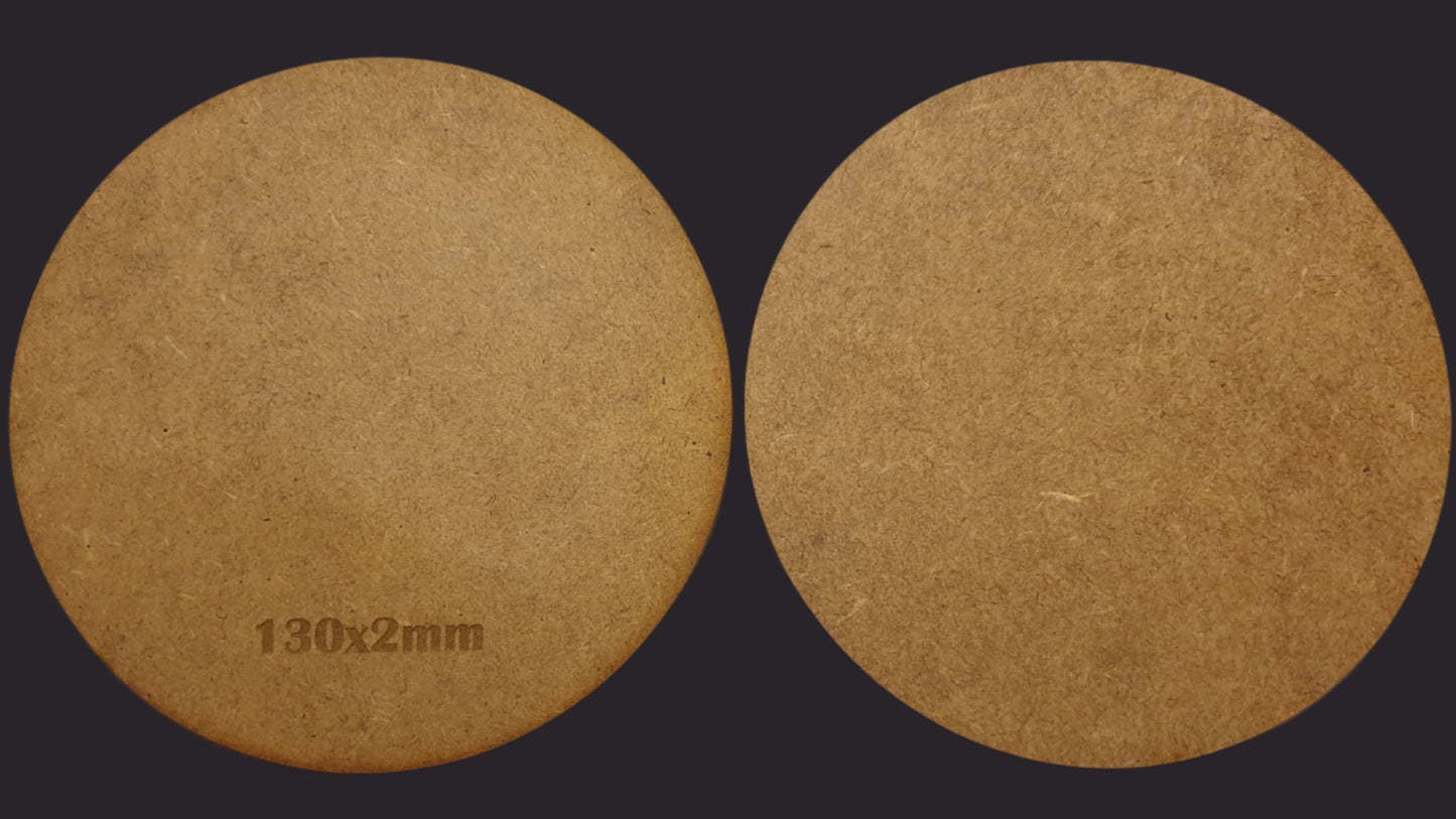 130mm Round MDF Base x2