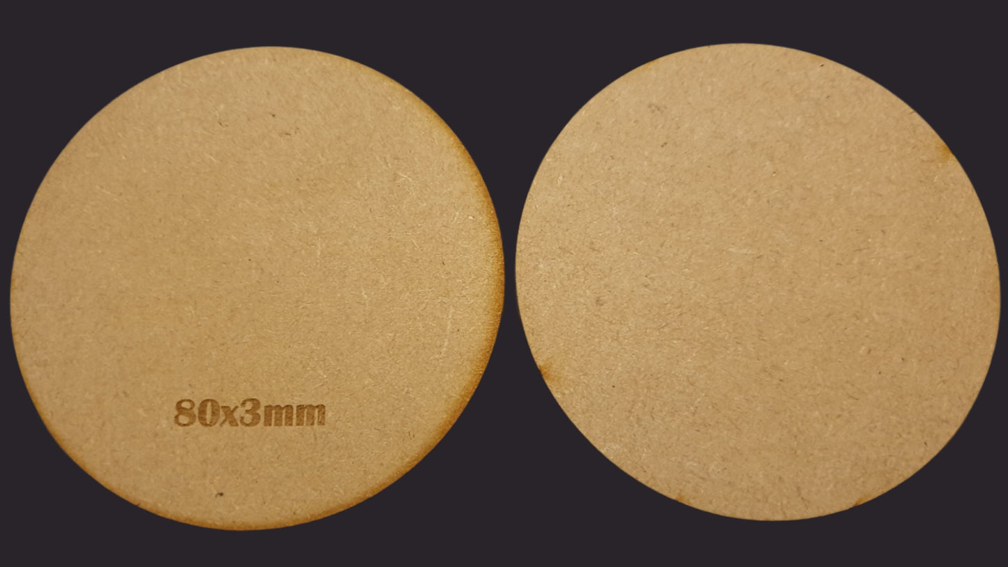 80mm Round MDF Base x5