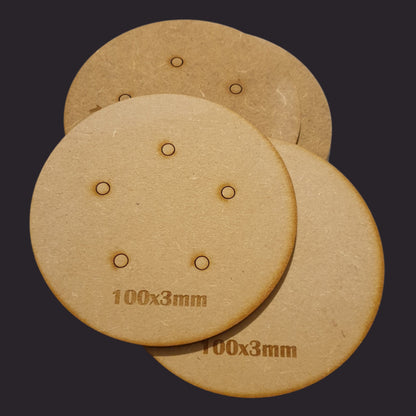 100mm Round MDF Base x3