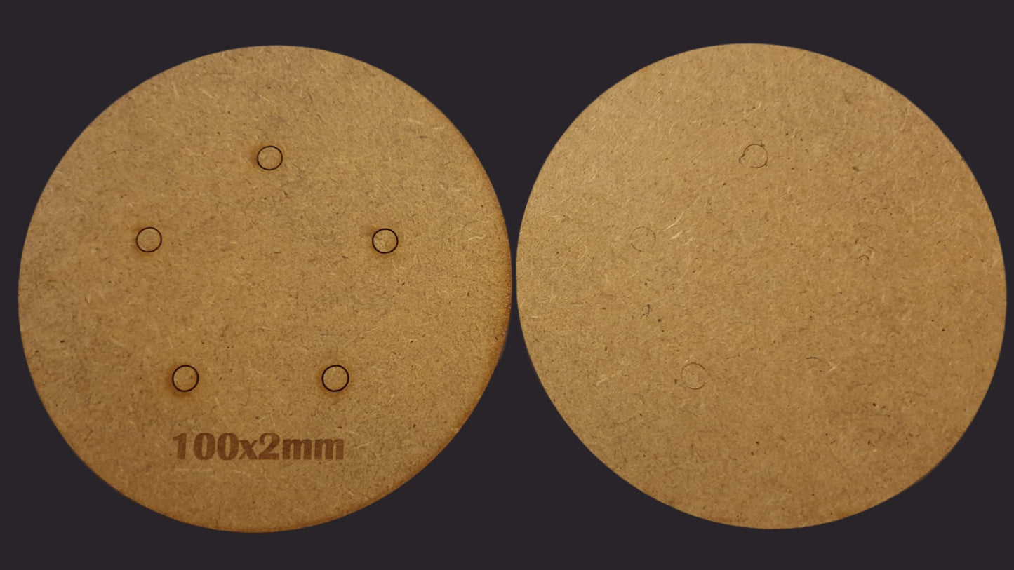 100mm Round MDF Base x3