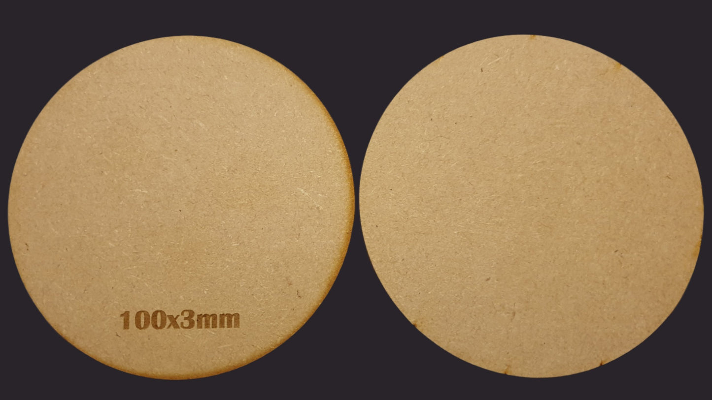 100mm Round MDF Base x3
