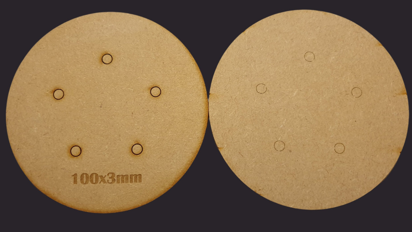 100mm Round MDF Base x3