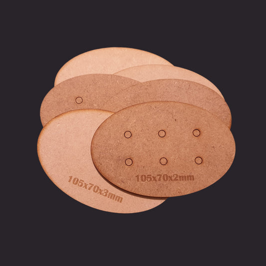 105x70mm Oval MDF Base x3