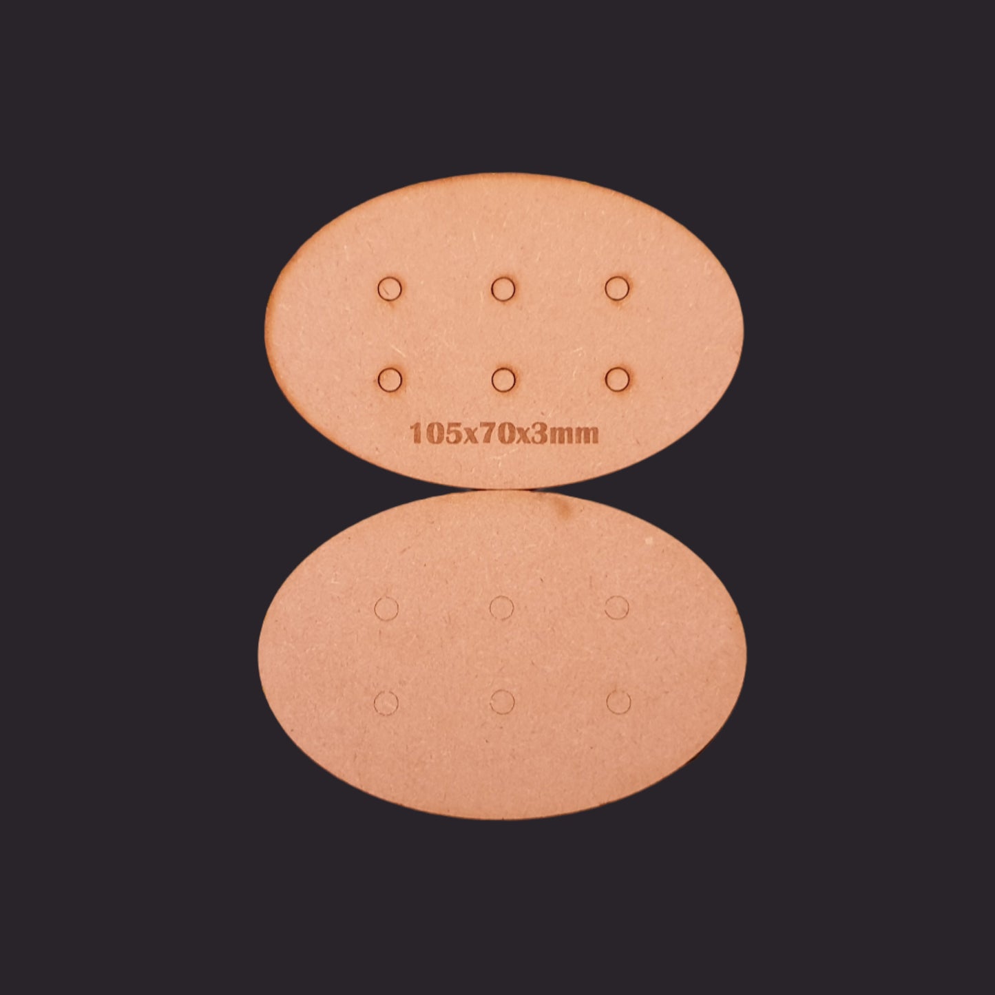 105x70mm Oval MDF Base x3