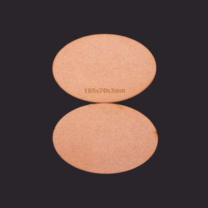 105x70mm Oval MDF Base x3