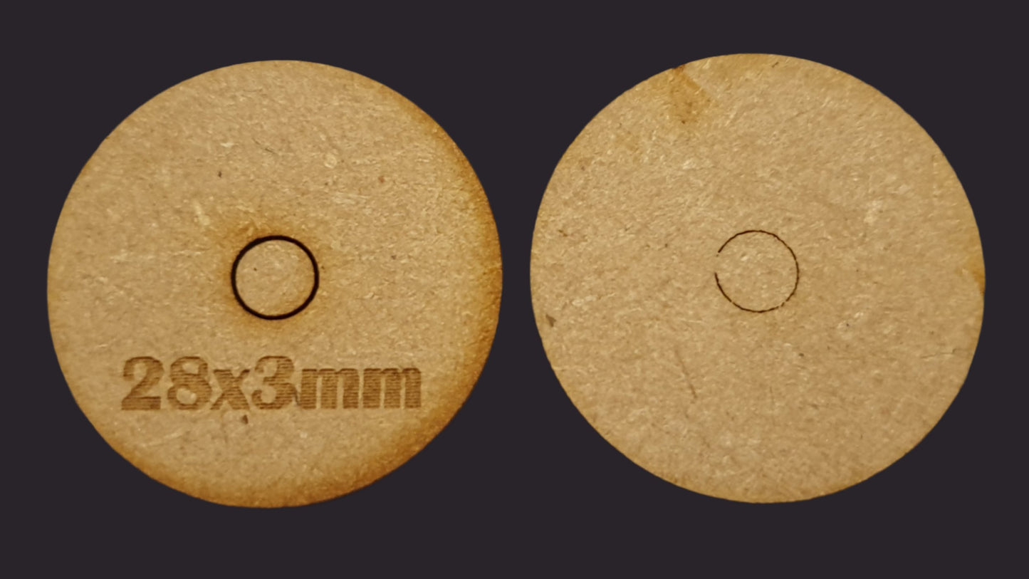 28mm Round MDF Base x20