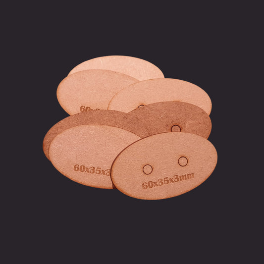 60x35mm Oval MDF Base x10