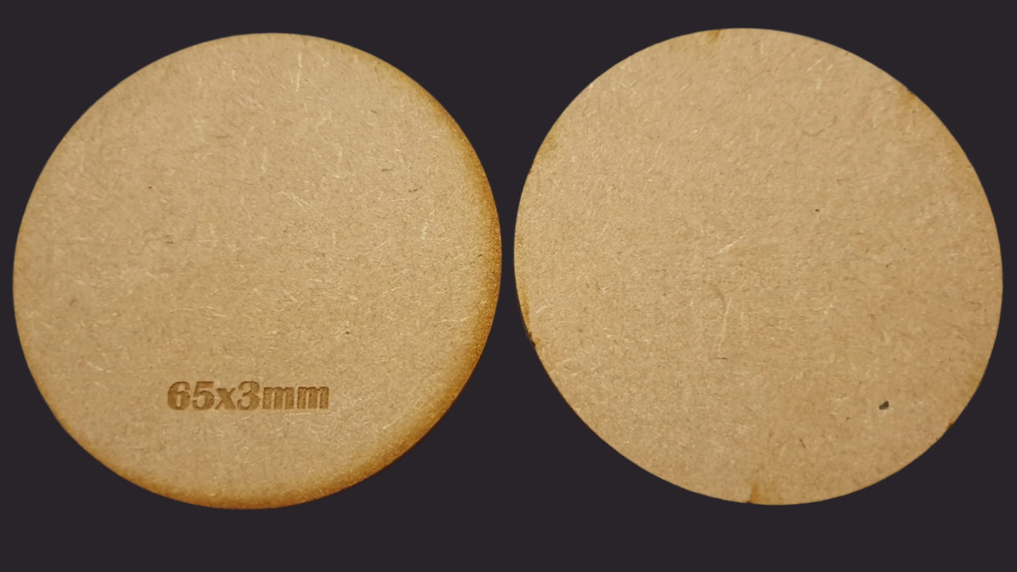 65mm Round MDF Base x5