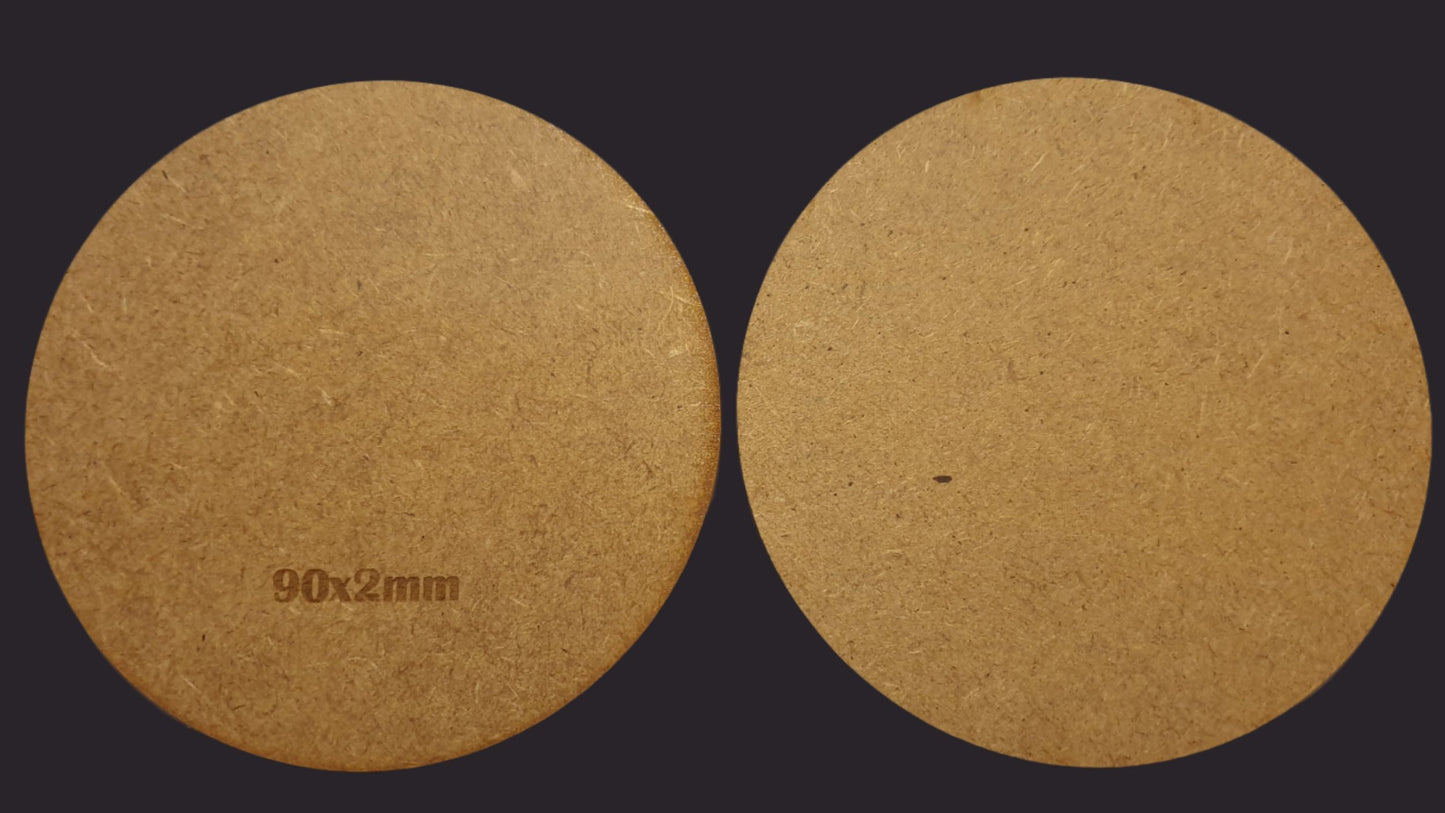 90mm Round MDF Base x3