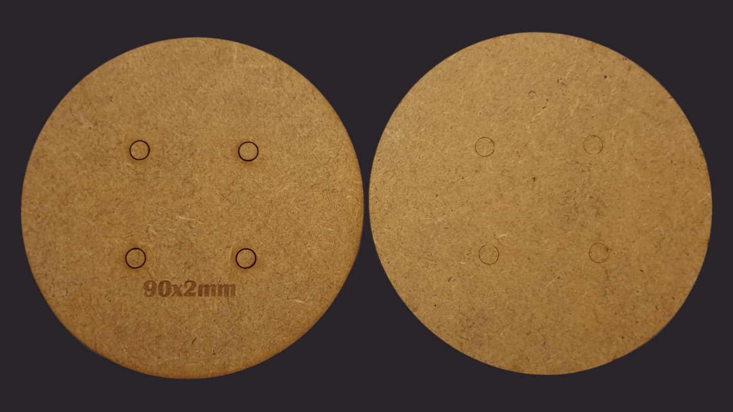 90mm Round MDF Base x3