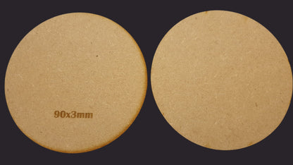 90mm Round MDF Base x3