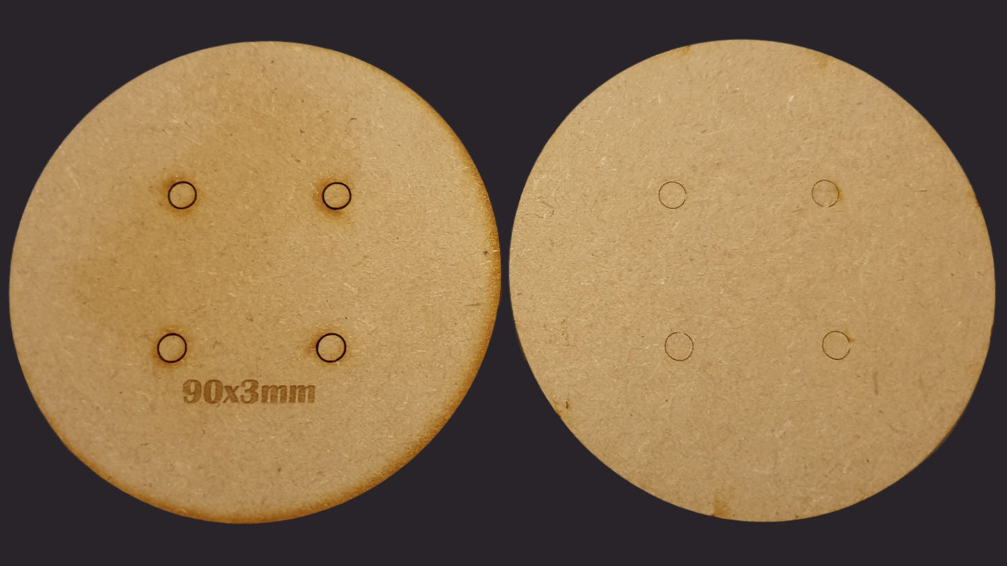 90mm Round MDF Base x3