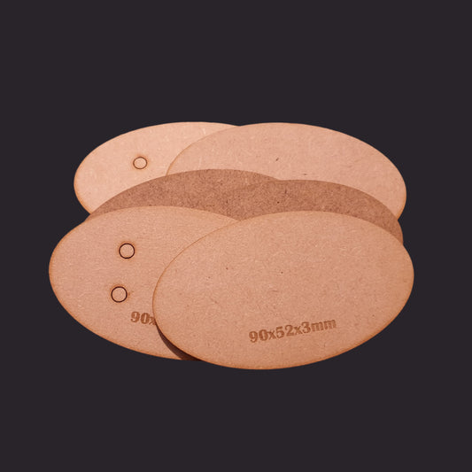 90x52mm Oval MDF Base x3